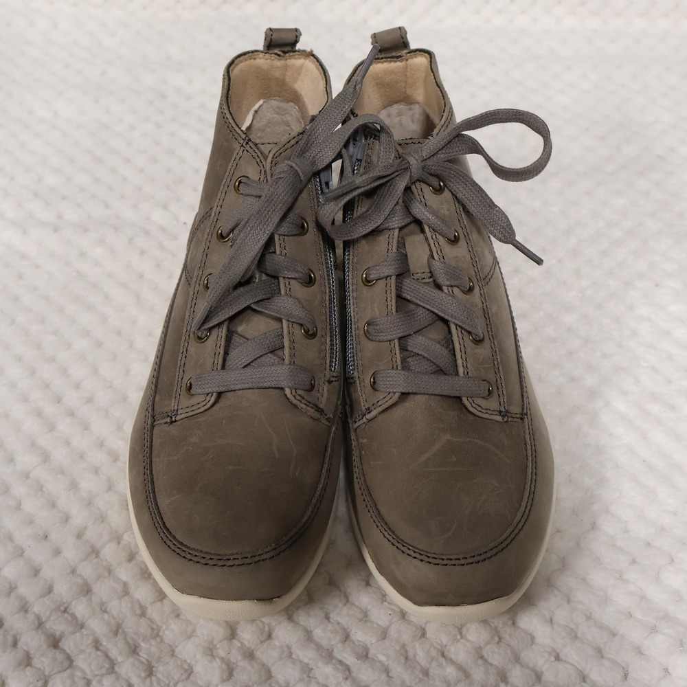 Vionic Womens 6 Shawna High Top Sneaker Grey Weather Resistant Leather Zipper